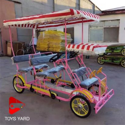 صورة دراجة هوائية عائلية 6 راكب ب لون وردي جذاب ب لون ازرق جذاب